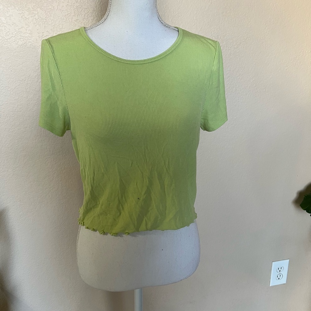 American eagle Women’s Lime Green Ribbed Short Sleeve Top